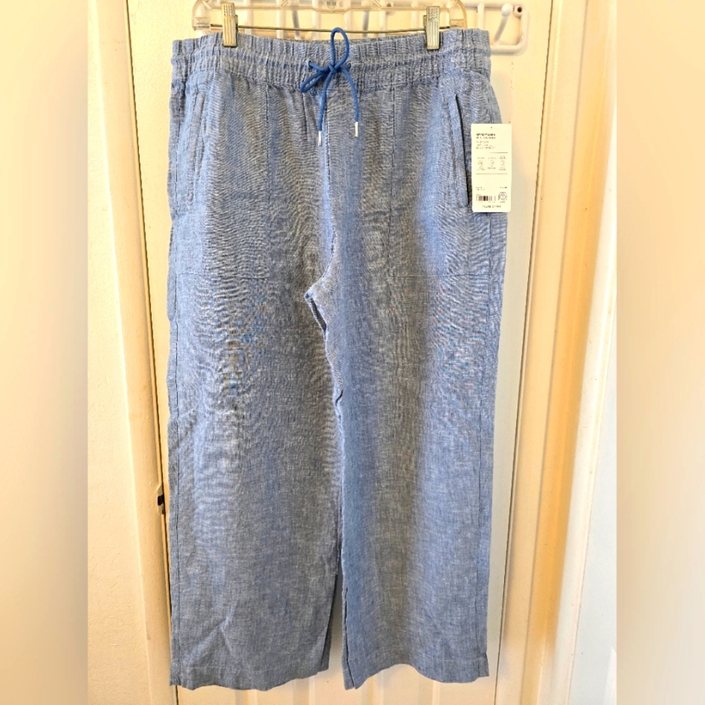 Athleta Retreat Linen Wide Leg Pant, Size 14 Petite